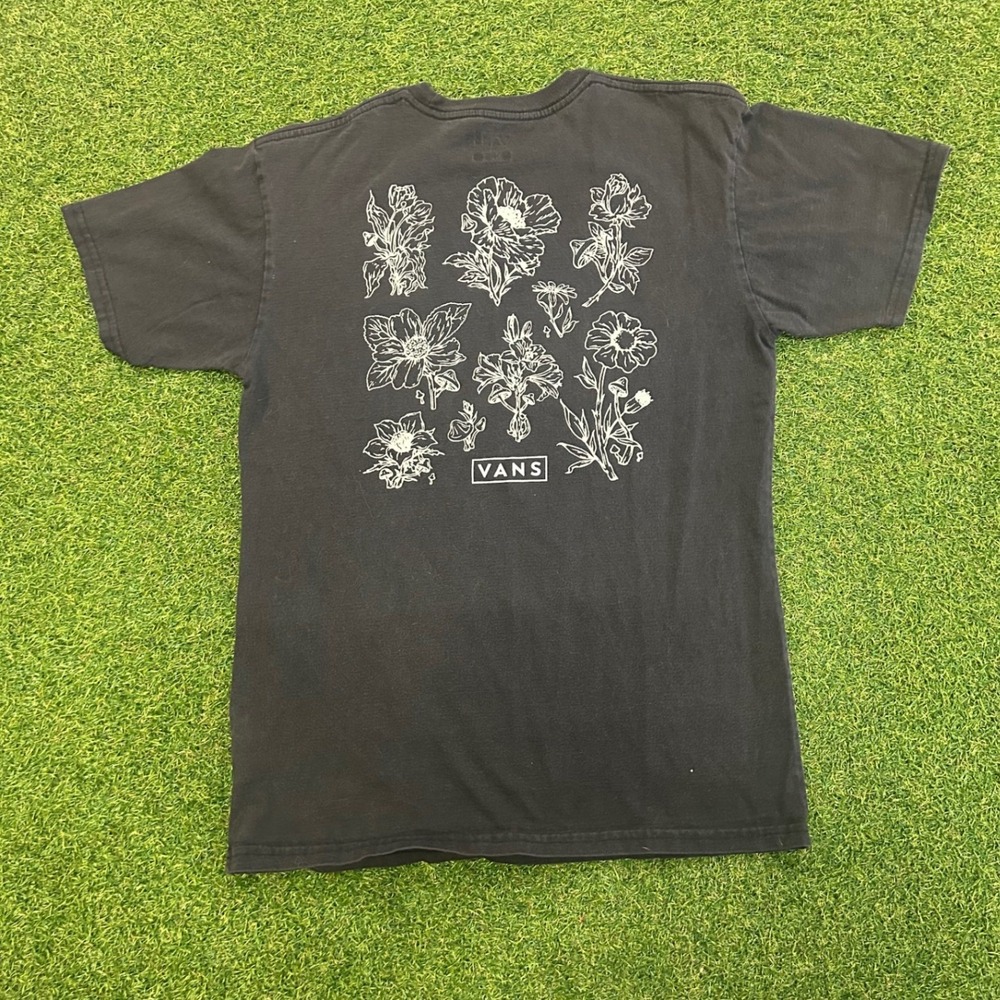 Vans Mens Classic Fit Floral Graphic T-Shirt Black Short Sleeve Medium